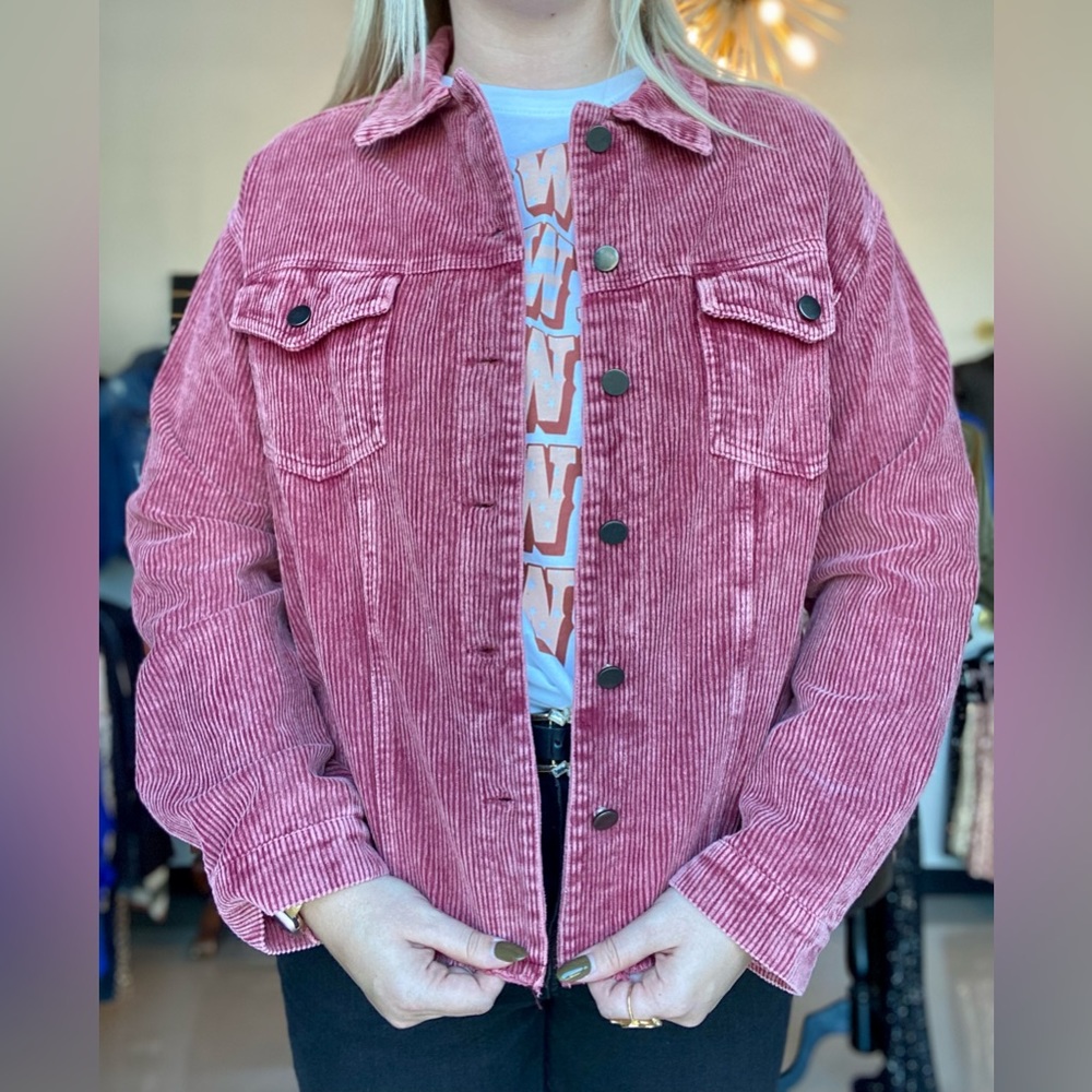 Red Corduroy Cropped Jacket